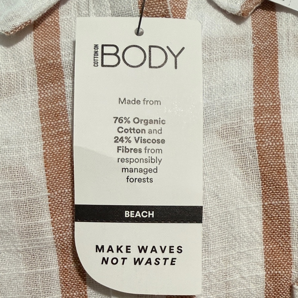 Cotton On Women’s White and Brown Striped Swim Coverup - Picture 3 of 7
